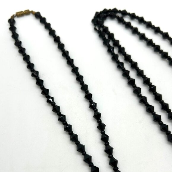 Antique Black Glass Beaded Necklace, 50 inches early 1900s  Flapper Length - Picture 2 of 13